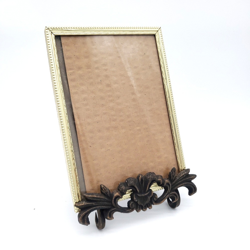 Vintage Hollywood Regency Brass Wall Picture Frame Gold Ornate 5x7 Decor